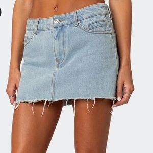 Edikted Jessie Denim Mini Skirt Size Medium